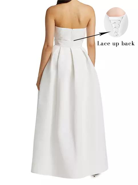 Strapless Prom Dresses for Women A Line Evening Party Gowns with Pockets Satin Two Piece Formal Dress with Train3