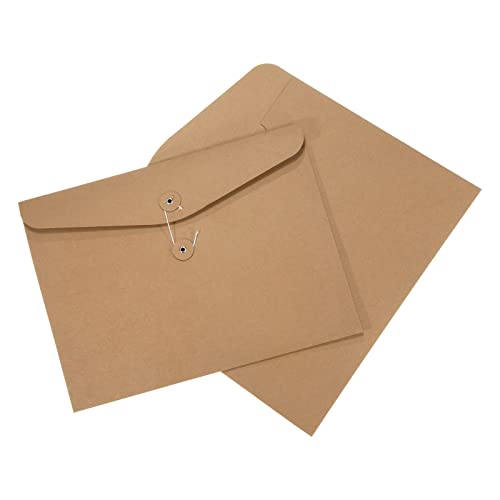 PATIKIL String Envelope File Folders 2 Pack A4 Size Document Letter Organizer Holder Filing Jacket for Office Brown