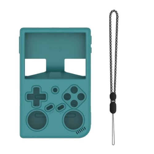 MoSundi Funda de silicona para consola de juegos RG 35XXPro, a prueba de golpes y lavable, con cordón, compatible con ANBERNIC, negro y verde