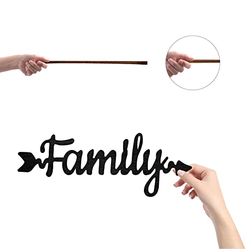 CREATCABIN Wood Cutout Family Arrow Sign Laser Cut Wooden Wall Decor Sculpture Hanging Decor Wall Art Decoration for Home Gallery Office Front Door Black 11.9" x 4.3" - Image 3