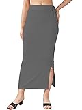 Stylesindia Dehnbarer Saree Shapewear Petticoat für Damen, Baumwollmischung, Petticoat, Röcke für Damen, figurformendes Kleid, Dunkelgrau, Einheitsgröße