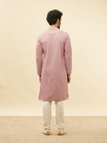Image of Manyavar Men's Cotton Blend Self-Design Kurta Pyjama Set (2pcs)