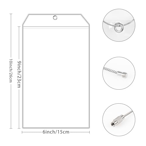 6 Pack Extra Large Golf Luggage Tag 9" x 6" Travel Luggage Bag Tag Plastic Clear Tag Waterproof Zipper Pouch PVC Luggage Tag Shipping Label Holders with Sturdy Steel Loop for Golf Club2