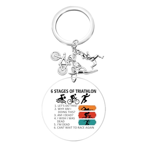 BEKECH Triathlon Acrylic Keychain Running Swimming Biking Lover Gift Team
