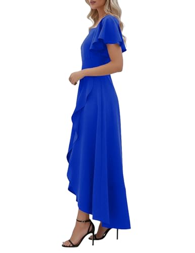 Image of LightlyKiss Women's Square Neck Backless Dress High Slit Wedding Guest Dress Formal Cocktail Party Dress