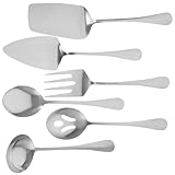 Ipetboom Kit de Utensilios para Servir Alimentos de Acero Inoxidable 6 Piezas Cucharones y Tenedores, para Uso en Eventos y Comidas Diarias