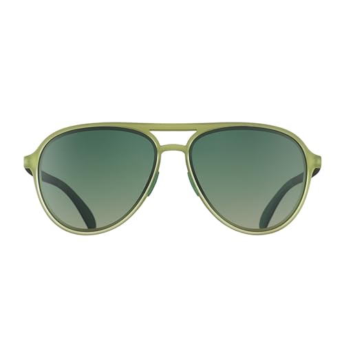 goodr Buzzed On The Tower Polarised Sunglasses for Men & Women, Large Sized (Mach G), Green Solid Frames with Green Gradient Lens, Dark to Light Tint, UV400 Protection, No Slip, No Bounce