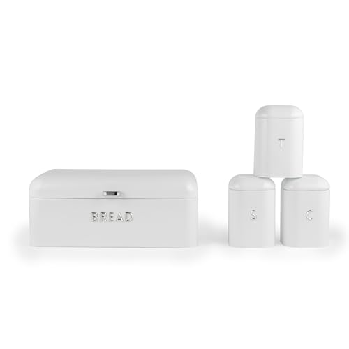 Salter Boston Countertop Set 4 Piece Bread Bin And Canisters Ice White