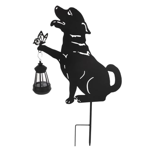 JOINPAYA 太陽光発電式ガーデンライト 防水メタル製犬モチーフ園用ステーク 芝生 小道 バルコニーになソーラーランタン付き装飾オーナメン