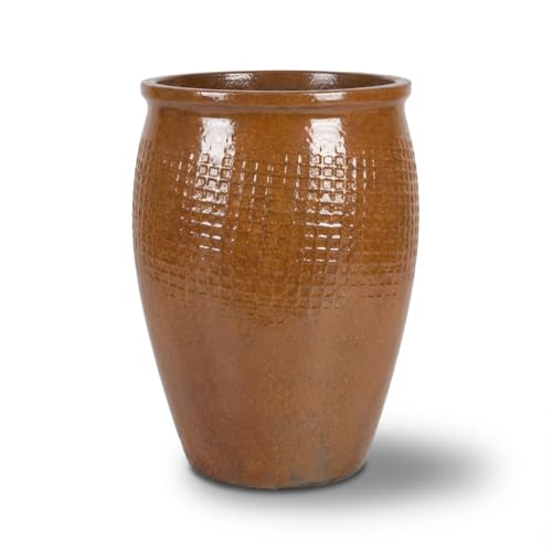 Provencelia Poseidon Terrakotta Pflanztopf Bronze mit Rostoptik, Größe: XXL - Durchmesser: 50 cm x Höhe: 68 cm, frostbeständig, handgemacht, mediterraner Übertopf für Outdoor Indoor