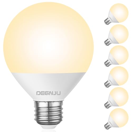 Image of DEGNJU LED Vanity Light Bulbs, 60W Equivalent, Bathroom Light Bulbs 2700K Soft White, 800 Lumens, G25 Globe Bulb for Makeup Mirror, Round Shape, 7W, 120V, Non-Dimmable, 6 Pack