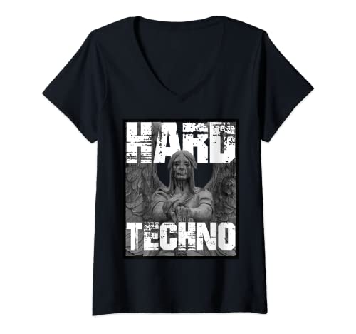 Mujer Hard Techno Rave Angel Estatua Camiseta Cuello V