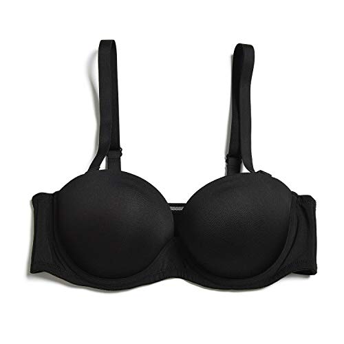 Yihi Women's Clear Strap Push Up Bra Invisible Back Strapless Convertible Heavily Padded Bras Mulitway Underwire Add 2 Cups Black,34Dd/E #TOP6