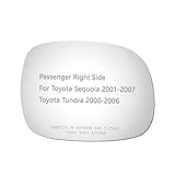 JZSUPER Side Mirror Glass fit for 2001-2007 Toyota Sequoia, 2000-2006 Toyota Tundra Passenger Right Side RH Convex, Including Adhesive (Non Heated)