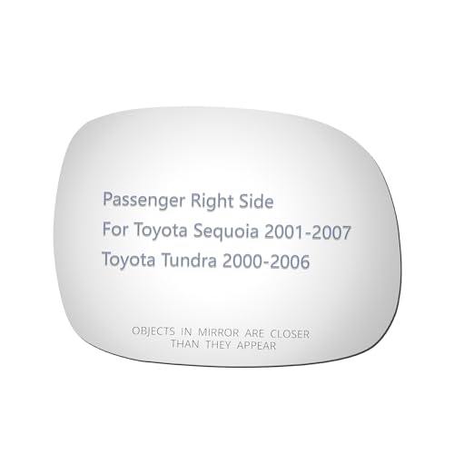 JZSUPER Side Mirror Glass fit for 2001-2007 Toyota Sequoia, 2000-2006 Toyota Tundra Passenger Right Side RH Convex, Including Adhesive (Non Heated)