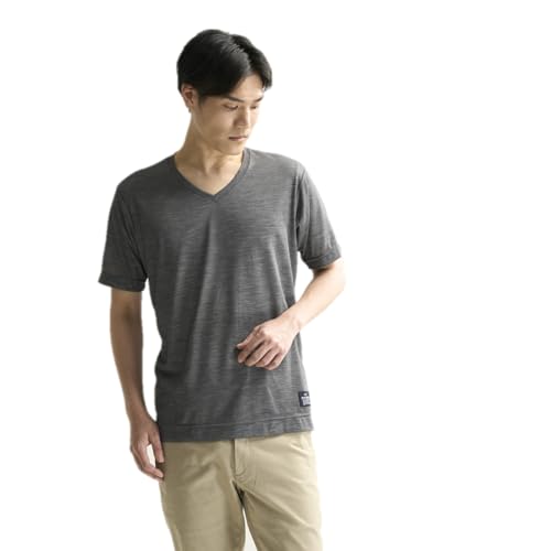 [ミズノ] メリノウール 365 Tシャツ Vネック 半袖シャツ 速乾 耐久消臭 調温調湿 チャコール杢 M