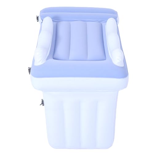 NOENNULL Cama de Avión para Niños Pequeños, Cama de Avión Inflable Portátil para bebé, Colchón de Aire Flocado Grueso de Viaje con Barandillas, Extensor de Asiento de Coche Plegab (Azul)