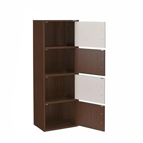 Image of Nilkamal Sear Plus 4 Tier Wooden Free Standing Storage Cabinet | Engineered Wood | Multipurpose Storage Organizer for Clothes, Books, Toys| Legno Oak /Frosty White