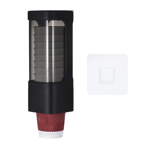 QUARKZMAN Wandmontagebecherhalter Einwegbecherhalter für 3oz - 5oz Einzelschlitz-Papierbecherhalter mit Montagekleber für Zuhause, Büro, Badezimmer, Pausenraum, Fitnessstudio, Schwarz