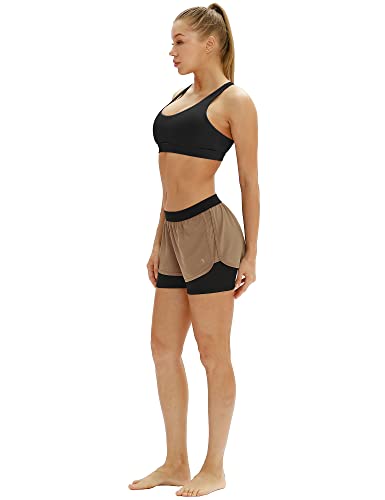 Image of icyzone Running Yoga Shorts for Women - Activewear Workout Exercise Athletic Jogging Shorts 2-in-1