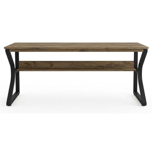 Image of TEKAVO Kynes Computer Table for Home Pc | Office Table for Home with Lower Shelf, Laptop Table, Work Table, Study Table, Modern Workstation | Forest Wood, Metal, (120 Cm x 60 Cm x 75 Cm) - DIY