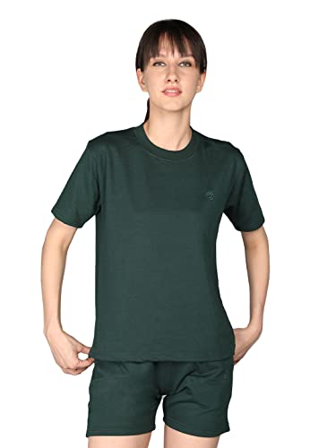 Image of CHKOKKO Women's Terry Cotton Loose Fit Half Sleeve Casual Style T-Shirt