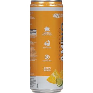 Optimum Nutrition Amino Energy Sparkling Hydration Drink, Electrolytes, Caffeine, Amino Acids, BCAAs, Sugar Free, Mango Pineapple Limeade, 12 Fl Oz, 1 count (Packaging May Vary) (Pack of 2)