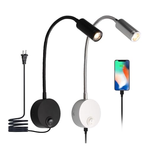Lampe de lecture à tuyau LED USB 3W applique murale argent - 6