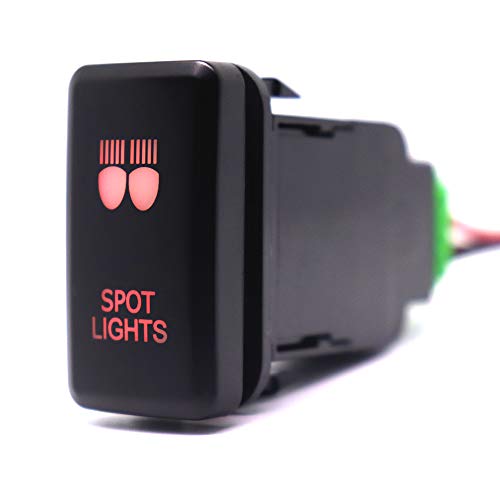 スポットライトプッシュボタンスイッチ オンオフスイッチ12ボルト3Amp赤色LEDコネクターワイヤー付きトヨタプラドランドクルーザーハイラックスFJクルーザー