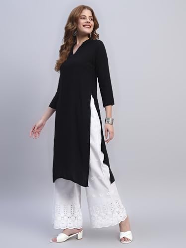 Image of SHOPPING QUEEN Women's Cotton Embroidered Chikankari Palazzo