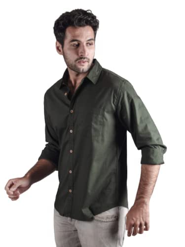 Bombay Trooper Solid Olive Green Luxury Bamboo Fiber Shirt Men