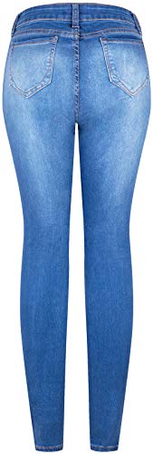 BodiLove Women's High Waist Rise 5 Pockets Skinny Comfy Jeans Zip Button Closure ed10 Denim Light 152