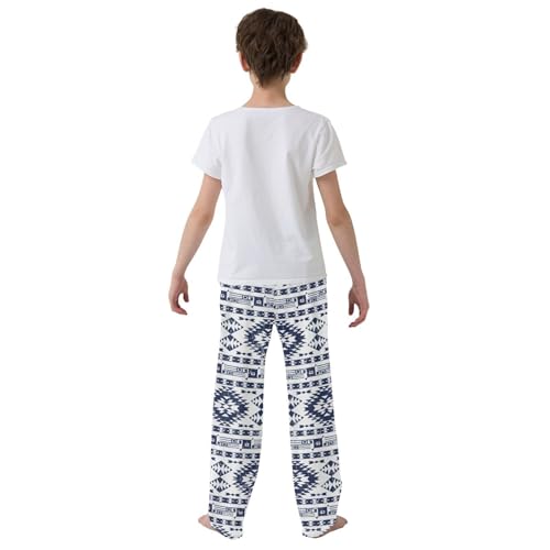 ZZXXB Retro Ethnic Boys Long Pants Soft Trousers Elastic Waist Kids Lounge Bottoms with Pockets S-XL3