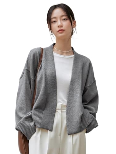 Fall Sweaters Coat for Womens Cardigan - Drop Shoulder Belted Cardigan V Neck Wrap