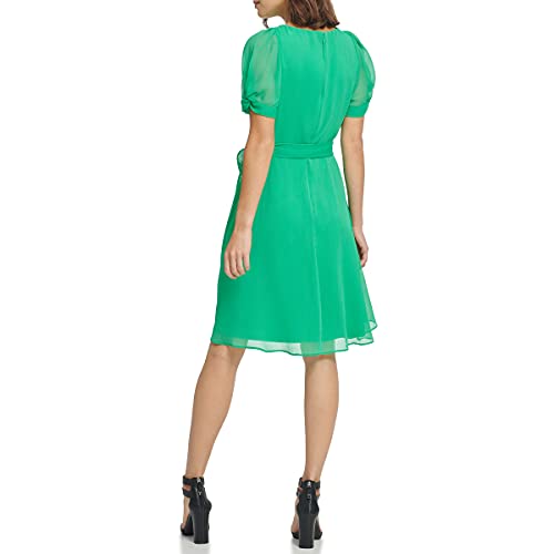 Image of DKNY Womens Sleeveless Faux Wrap Midi Dress