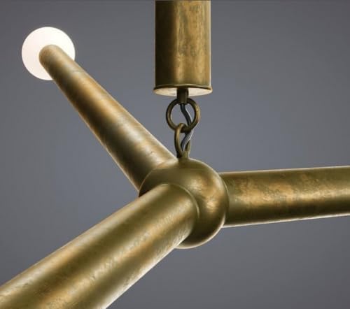 Miniatura 2 de THOR INSTRUMENTS Lámpara de araña Sputnik de latón cepillado de 3 luces para dormitorio, sala de estar, comedor, restaurante, pasillo