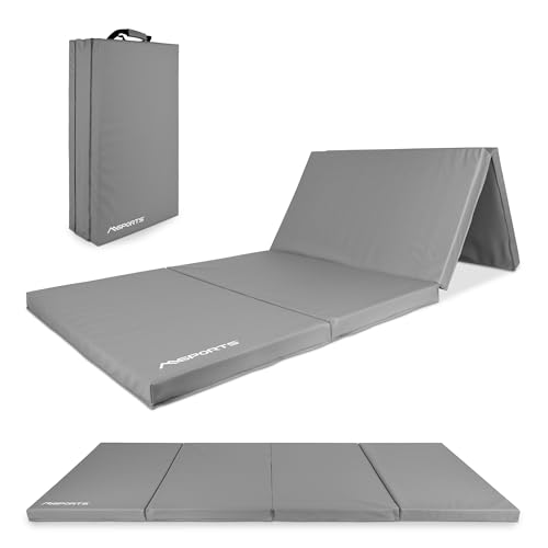 MSPORTS Tapis de gymnastique pliable de qualité supérieure - 190 x 80 x 5 cm - Tapis de gymnastique - Tapis de sport pour la maison, les enfants et les adultes (gris,...