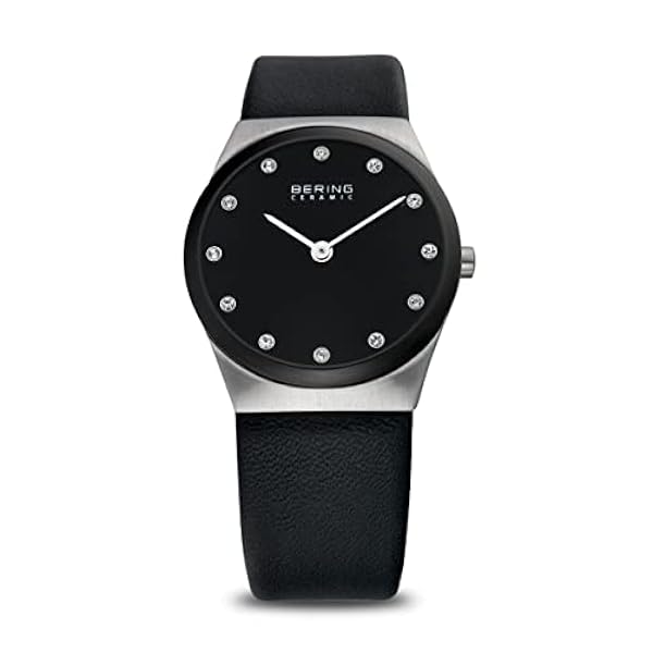 BERING Kvinnor Analogt Quarz Ceramic Collection armbandsur med Kalvskinn Armband och Safirglas