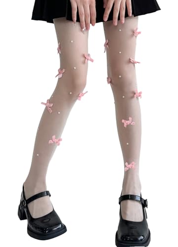 Image of Erinaco Women's Flower Pattern Sheer Footed Pantyhose Control Top Tights Stockings with Reinforced Toes