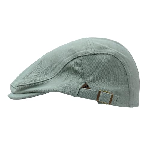 Image of ZLYC Men Cotton Flat Cap Summer Scally Ivy Gatsby Newsboy Beret Driver Cabbie Hunting Hat