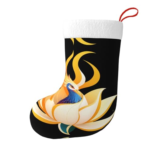 Yyhhaofa Phoenix On The Lotus - Calcetines de Navidad impresos de doble cara para decoración de interiores y fiestas de gran capacidad