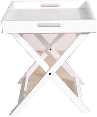 Office Desk,Decorative Table,Folding Tray,Wooden Foldable Detachable Butler Table,White