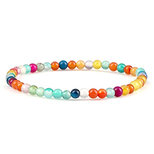 Bracelet pierre naturelle yoga extensible avec agates et tourmaline pour le chakra