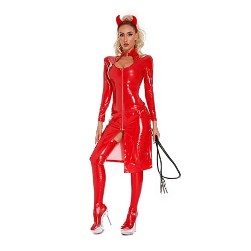 Sous-vêtements sexy en cuir brillant avec fouet et bas pour soirée