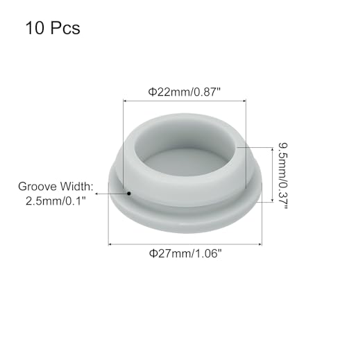 Image of MECCANIXITY 10pcs Silicone Snap in Locking Hole Plugs,22mm /0.9 Inch Mounting Diameter Narrow Groove Width 2.5mm Panel Seal Cover Round for Kitchen Bulkheads Waterproof Sealing Plugs Grey