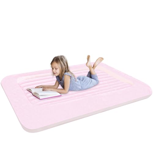 EQURROY Air Mattress for Kids:Portable Fast Kid air Mattress, Surface with Plush Smooth Comfortable Ideal for Living Room, Room and Outdoor Camping use(Pink)