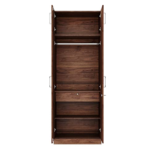 Image of Wakefit Wardrobe for Bedroom | 1 Yr Warranty | Cupboard for Bedroom, Almirah, Wooden Wardrobe, Multi-Shelves with Mirror, Drawer & Hanger, Density:680-750 kg /m, Free Installation (Gingham - CW)