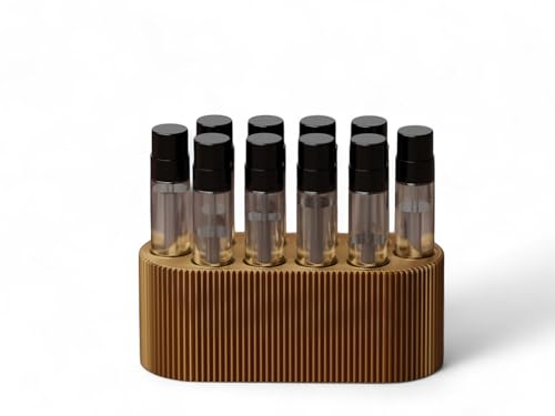 Perfume Sample Organizer for Bathroom or Vanity – Ideal Makeup and Skincare Storage, Desk and Bathroom Counter Organizer, Gift for Her ((GOLD) Fits 2mL Perfume Samples (Standard Size))