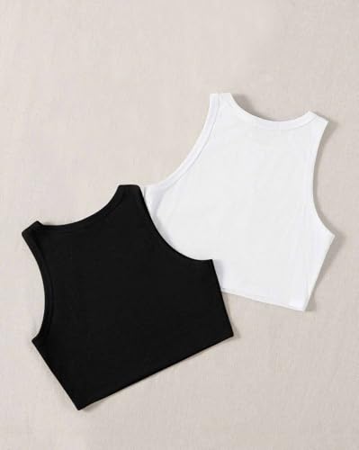 Image of (Pack of 3) Stylish Sleeveless Round Neck Ribbed Tank Tops for Women and Western Crop Top