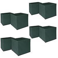 OHS Set of 8 Fabric Storage Boxes Home Organiser Toys Clothing Bathroom Pop Up Collapsible Foldable Cube Box, Forest Green
